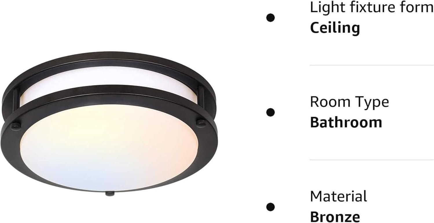 13 inch Flush Mount LED Ceiling Light Fixture, 2700K/3000K/3500K/4000K/5000K Adjustable Ceiling Lights, Oil Rubbed Bronze Saturn Dimmable Lighting for Hallway Bathroom Kitchen or Stairwell, ETL Listed - Image 10