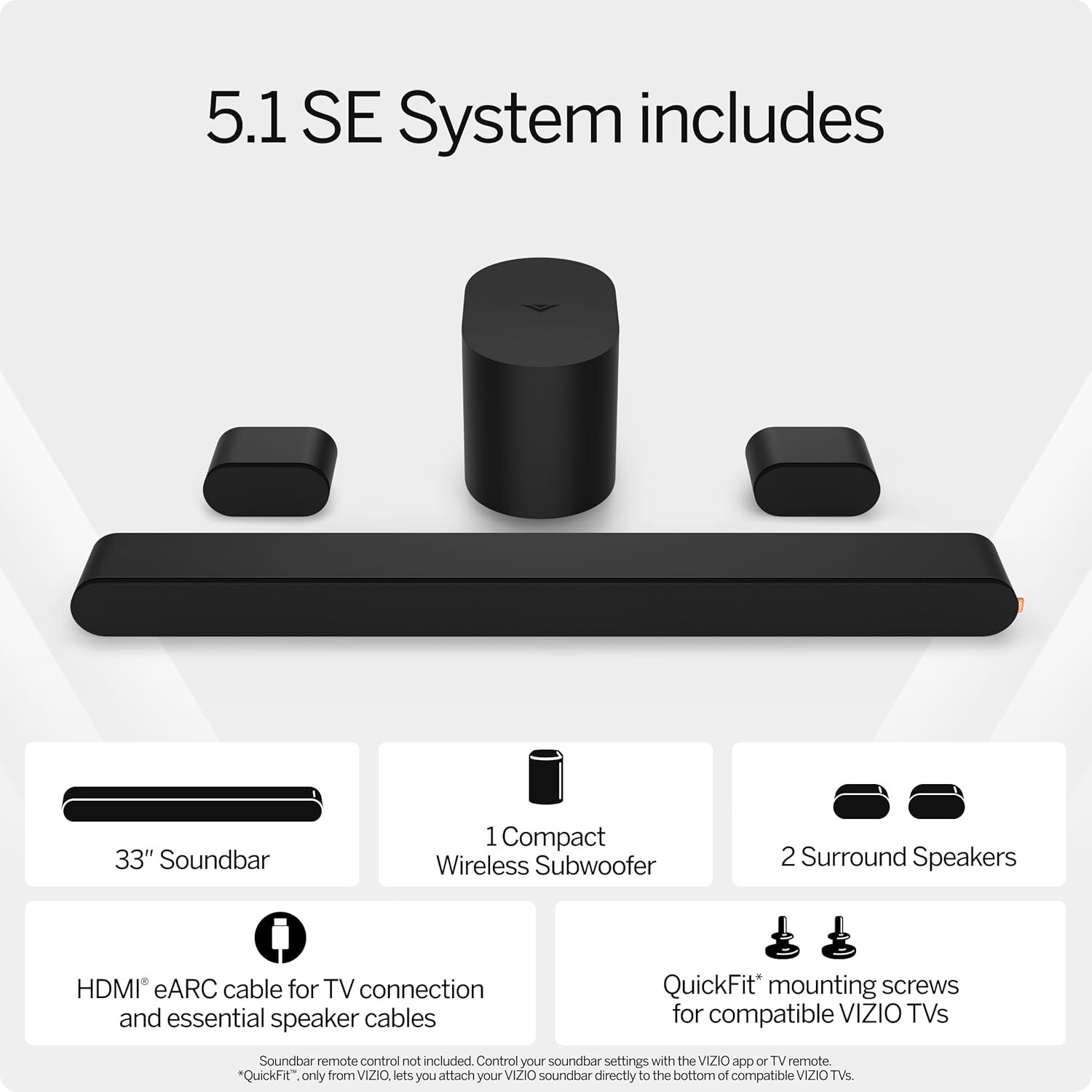 VIZIO 5.1 Soundbar SE, Wireless Subwoofer, Surround Sound w/Dolby Atmos, DTS:X, Bluetooth Speaker - SV510X-0806 (New, 2024 Model) - Image 3