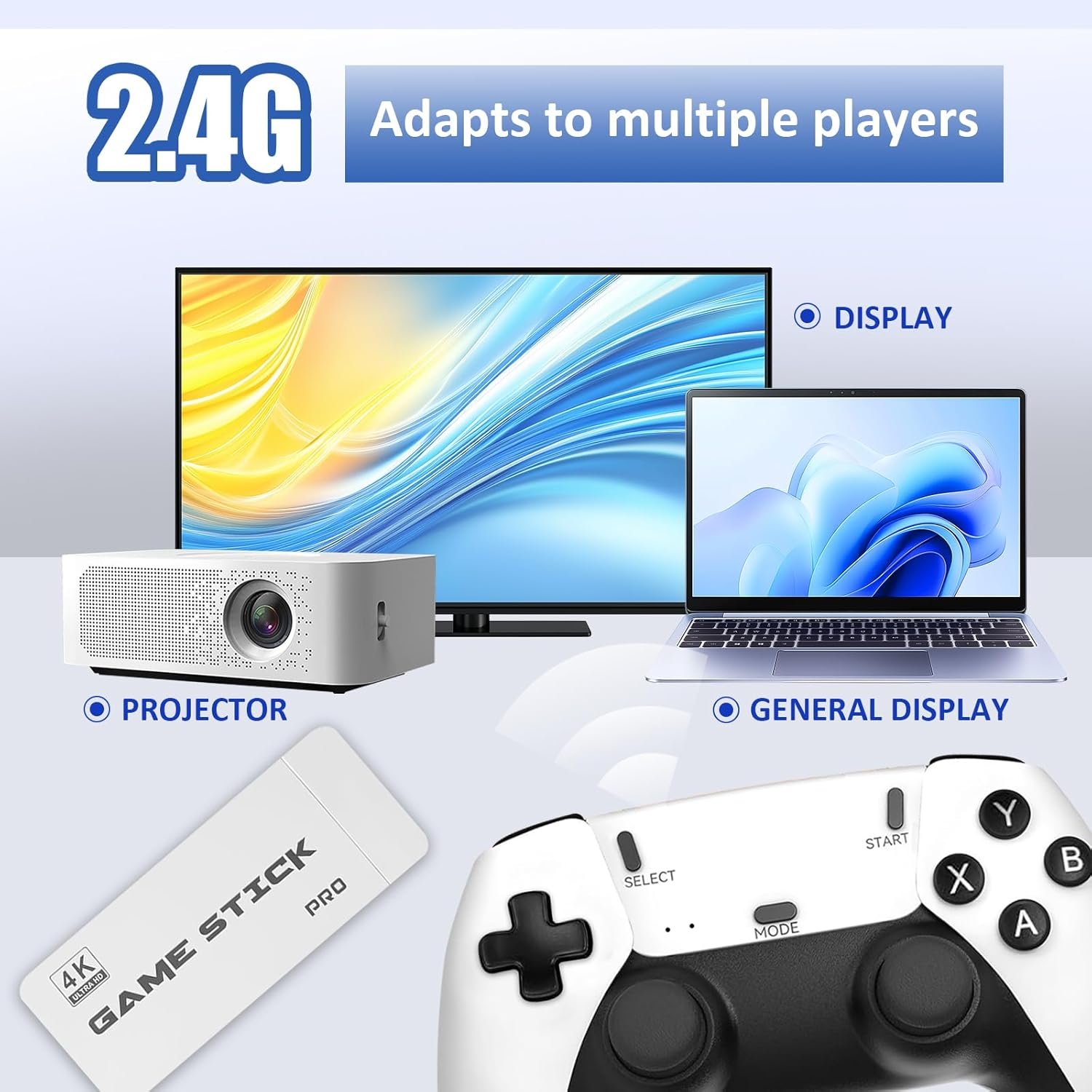 2025 Retro Video Game Console, 30000+ Classic Video Games with 4K HDMI, Built-in 19 Emulators with Upgrade Dual 2.4G Wireless Controllers, Plug & Play TV Video Gaming Stick - Image 3