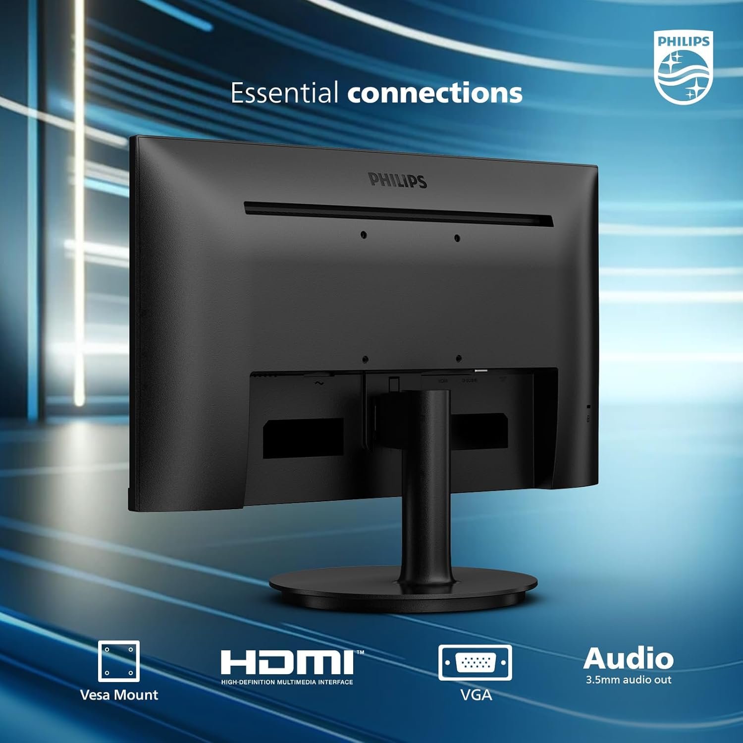Philips 22 inch Class Thin Full HD (1920 x 1080) Monitor, 100Hz Refresh Rate, VESA, HDMI x1, VGA x1, LowBlue Mode, Adaptive Sync, 4 Year Advance Replacement Warranty, 221V8LB - Image 4