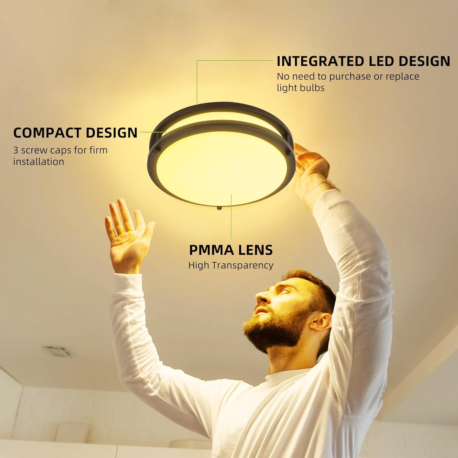 13 inch Flush Mount LED Ceiling Light Fixture, 2700K/3000K/3500K/4000K/5000K Adjustable Ceiling Lights, Oil Rubbed Bronze Saturn Dimmable Lighting for Hallway Bathroom Kitchen or Stairwell, ETL Listed - Image 7