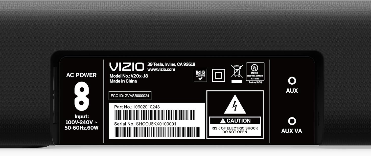 VIZIO V-Series 2.0 Compact Sound Bar with Dolby Audio, DTS:X, Bluetooth V20x-J8 - Image 6