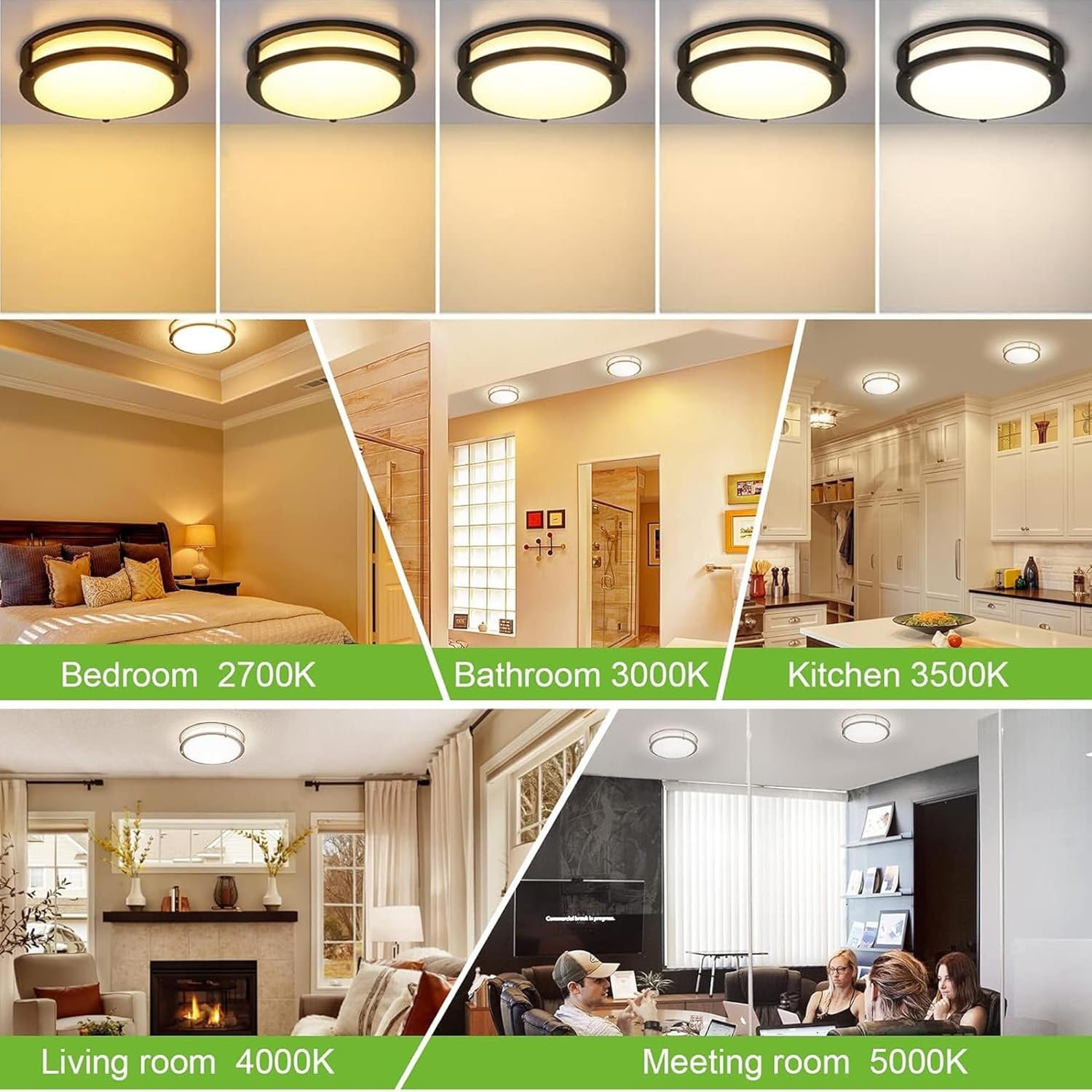 13 inch Flush Mount LED Ceiling Light Fixture, 2700K/3000K/3500K/4000K/5000K Adjustable Ceiling Lights, Oil Rubbed Bronze Saturn Dimmable Lighting for Hallway Bathroom Kitchen or Stairwell, ETL Listed - Image 5